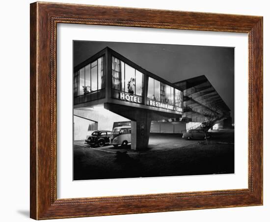 New Motel, Restaurant and Glass and Steel Garage-Ralph Crane-Framed Photographic Print