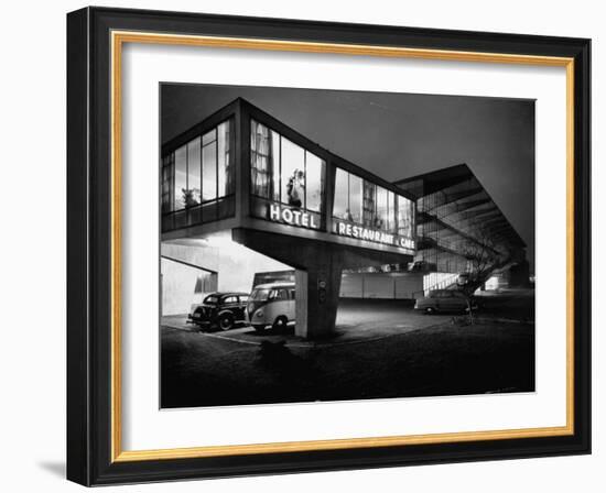 New Motel, Restaurant and Glass and Steel Garage-Ralph Crane-Framed Photographic Print