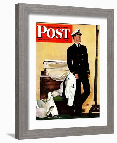 "New Naval Officer," Saturday Evening Post Cover, July 10, 1943-John Falter-Framed Giclee Print