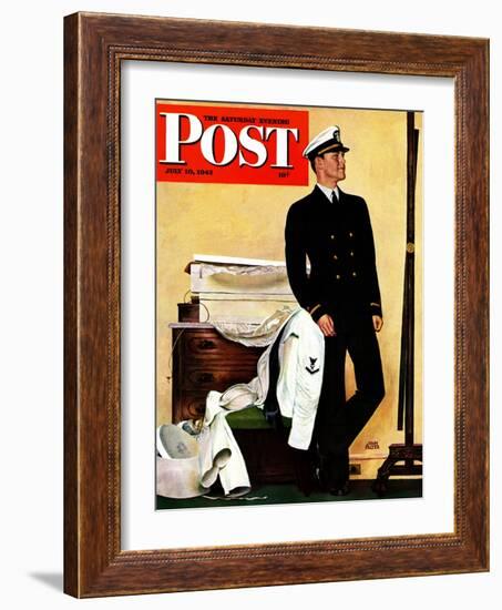 "New Naval Officer," Saturday Evening Post Cover, July 10, 1943-John Falter-Framed Giclee Print