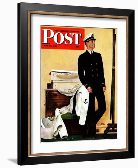 "New Naval Officer," Saturday Evening Post Cover, July 10, 1943-John Falter-Framed Giclee Print