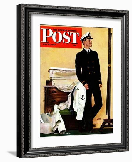 "New Naval Officer," Saturday Evening Post Cover, July 10, 1943-John Falter-Framed Giclee Print