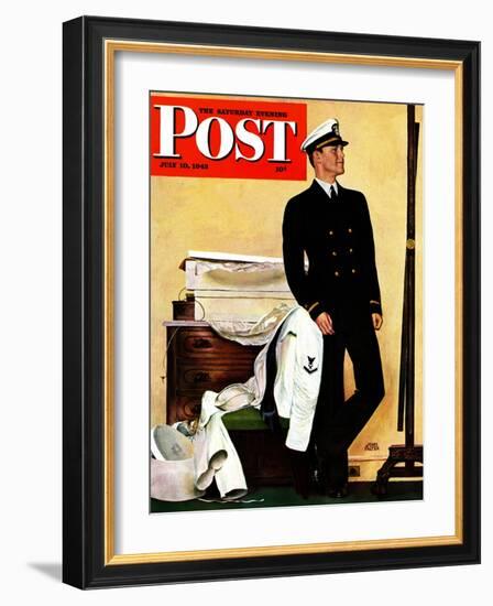 "New Naval Officer," Saturday Evening Post Cover, July 10, 1943-John Falter-Framed Giclee Print