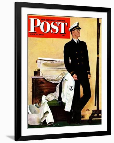 "New Naval Officer," Saturday Evening Post Cover, July 10, 1943-John Falter-Framed Giclee Print