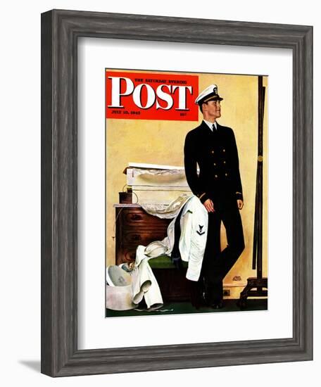 "New Naval Officer," Saturday Evening Post Cover, July 10, 1943-John Falter-Framed Giclee Print