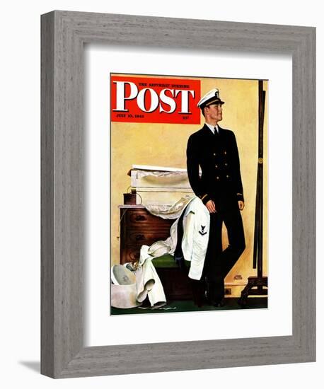 "New Naval Officer," Saturday Evening Post Cover, July 10, 1943-John Falter-Framed Giclee Print