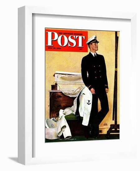 "New Naval Officer," Saturday Evening Post Cover, July 10, 1943-John Falter-Framed Giclee Print