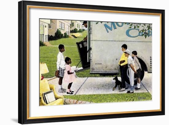 New Neighbors (or New Kids in the Neighborhood; Moving In)-Norman Rockwell-Framed Premium Giclee Print