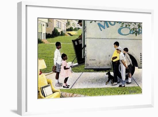 New Neighbors (or New Kids in the Neighborhood; Moving In)-Norman Rockwell-Framed Giclee Print