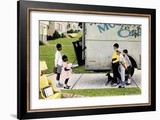 New Neighbors (or New Kids in the Neighborhood; Moving In)-Norman Rockwell-Framed Giclee Print