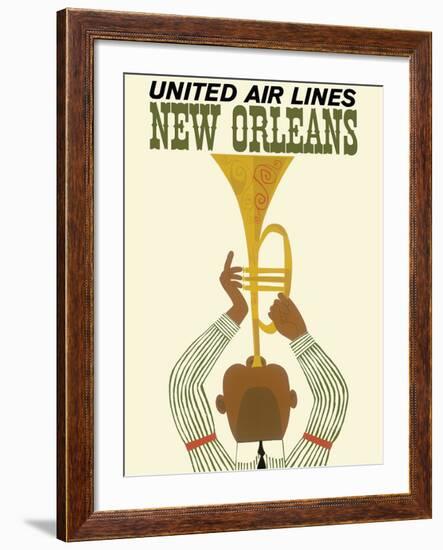 New Orleans - Jazz Trumpet Player - United Air Lines-null-Framed Giclee Print