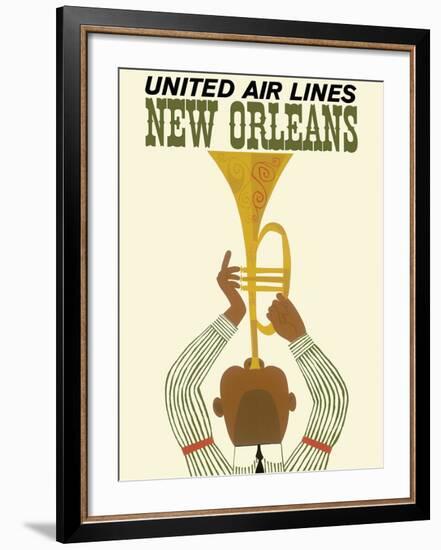New Orleans - Jazz Trumpet Player - United Air Lines-null-Framed Giclee Print