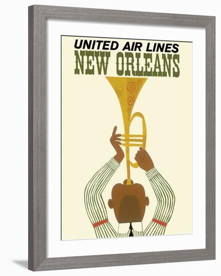 New Orleans - Jazz Trumpet Player - United Air Lines-null-Framed Giclee Print