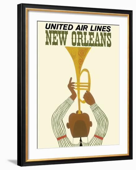 New Orleans - Jazz Trumpet Player - United Air Lines-null-Framed Giclee Print