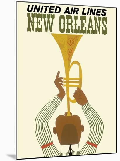 New Orleans - Jazz Trumpet Player - United Air Lines-null-Mounted Giclee Print