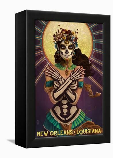 New Orleans, Louisiana - Day of the Dead Crossbones-Lantern Press-Framed Stretched Canvas