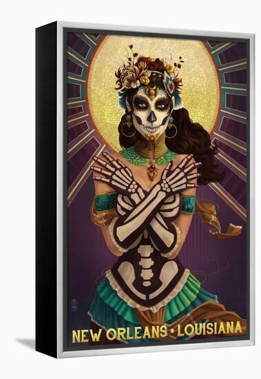New Orleans, Louisiana - Day of the Dead Crossbones-Lantern Press-Framed Stretched Canvas