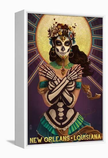 New Orleans, Louisiana - Day of the Dead Crossbones-Lantern Press-Framed Stretched Canvas