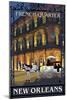 New Orleans, Louisiana - French Quarter at Night - Lantern Press Original Poster-Lantern Press-Mounted Art Print