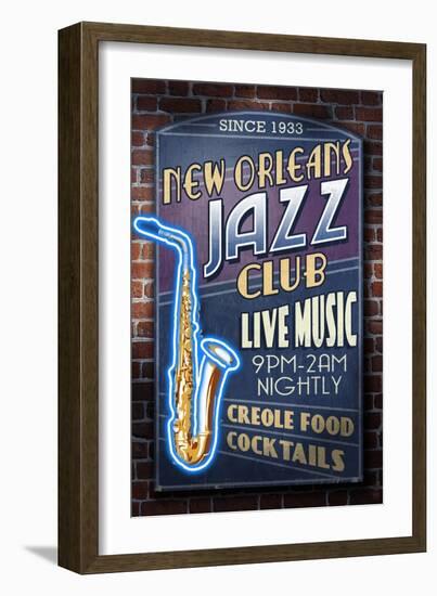 New Orleans, Louisiana - Jazz Club-Lantern Press-Framed Art Print