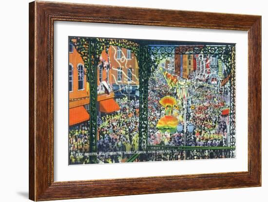 New Orleans, Louisiana - Mardi Gras Parade; Rex Greets Subjects-Lantern Press-Framed Art Print