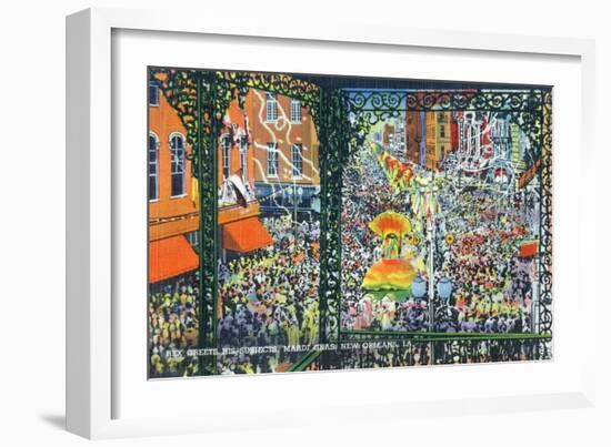 New Orleans, Louisiana - Mardi Gras Parade; Rex Greets Subjects-Lantern Press-Framed Art Print