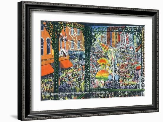 New Orleans, Louisiana - Mardi Gras Parade; Rex Greets Subjects-Lantern Press-Framed Art Print