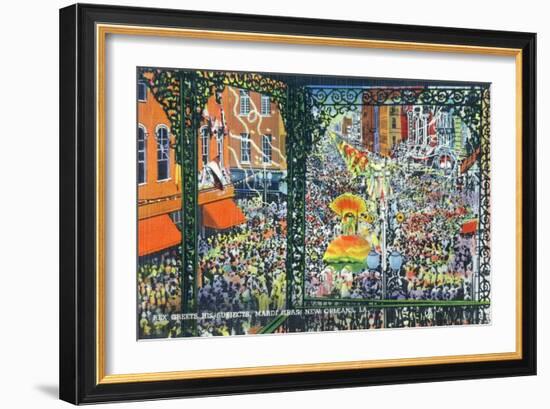 New Orleans, Louisiana - Mardi Gras Parade; Rex Greets Subjects-Lantern Press-Framed Art Print