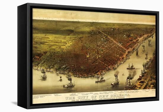 New Orleans, Louisiana - Panoramic Map-Lantern Press-Framed Stretched Canvas