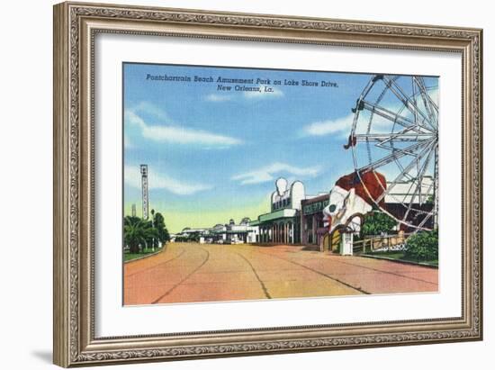 New Orleans, Louisiana - Pontchartrain Beach Amusement Park-Lantern Press-Framed Premium Giclee Print