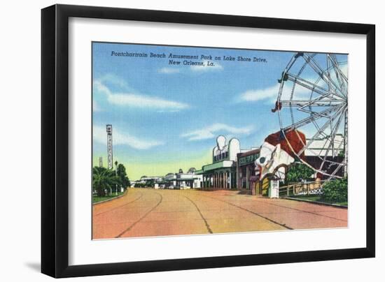 New Orleans, Louisiana - Pontchartrain Beach Amusement Park-Lantern Press-Framed Premium Giclee Print