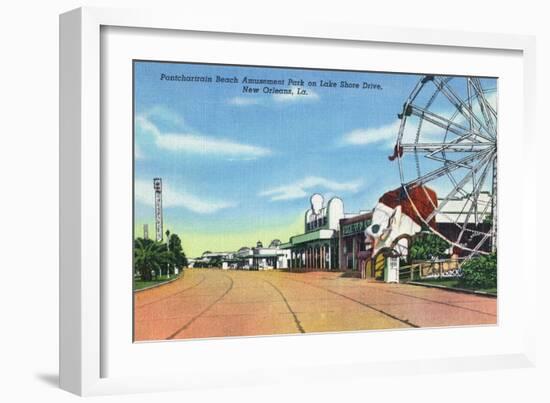 New Orleans, Louisiana - Pontchartrain Beach Amusement Park-Lantern Press-Framed Premium Giclee Print