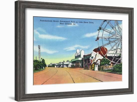 New Orleans, Louisiana - Pontchartrain Beach Amusement Park-Lantern Press-Framed Art Print