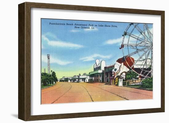 New Orleans, Louisiana - Pontchartrain Beach Amusement Park-Lantern Press-Framed Art Print