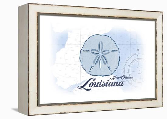 New Orleans, Louisiana - Sand Dollar - Blue - Coastal Icon-Lantern Press-Framed Stretched Canvas