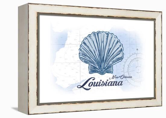 New Orleans, Louisiana - Scallop Shell - Blue - Coastal Icon-Lantern Press-Framed Stretched Canvas
