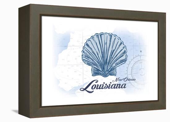 New Orleans, Louisiana - Scallop Shell - Blue - Coastal Icon-Lantern Press-Framed Stretched Canvas