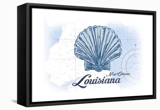 New Orleans, Louisiana - Scallop Shell - Blue - Coastal Icon-Lantern Press-Framed Stretched Canvas