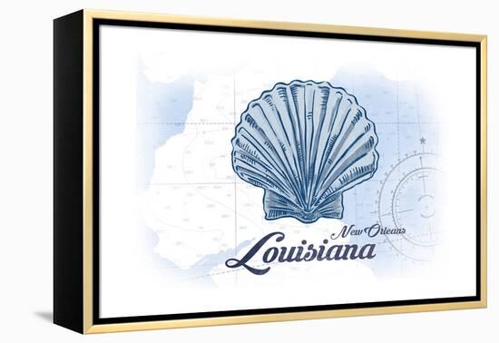 New Orleans, Louisiana - Scallop Shell - Blue - Coastal Icon-Lantern Press-Framed Stretched Canvas