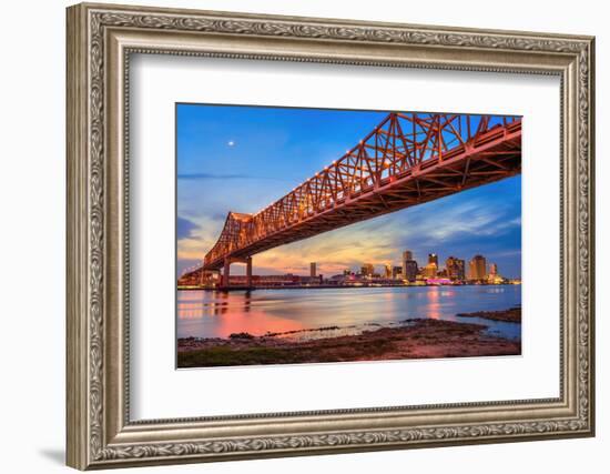 New Orleans, Louisiana, USA at Crescent City Connection Bridge over the Mississippi River.-Sean Pavone-Framed Photographic Print