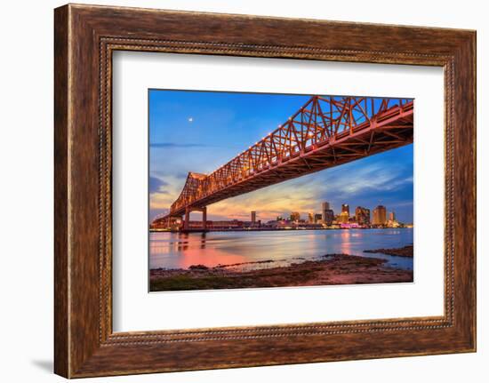 New Orleans, Louisiana, USA at Crescent City Connection Bridge over the Mississippi River.-Sean Pavone-Framed Photographic Print