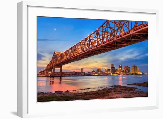 New Orleans, Louisiana, USA at Crescent City Connection Bridge over the Mississippi River.-Sean Pavone-Framed Photographic Print