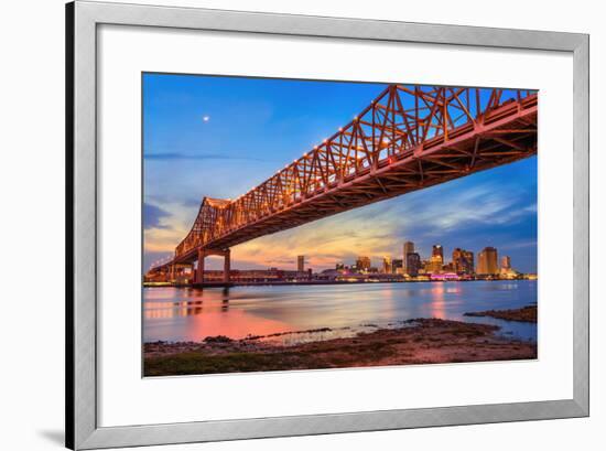 New Orleans, Louisiana, USA at Crescent City Connection Bridge over the Mississippi River.-Sean Pavone-Framed Photographic Print