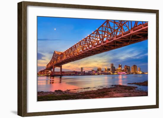 New Orleans, Louisiana, USA at Crescent City Connection Bridge over the Mississippi River.-Sean Pavone-Framed Photographic Print