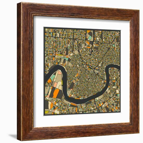 New Orleans Map-Jazzberry Blue-Framed Art Print