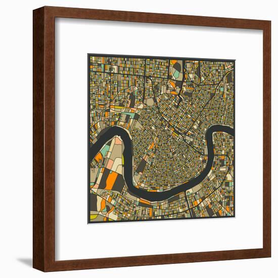 New Orleans Map-Jazzberry Blue-Framed Art Print