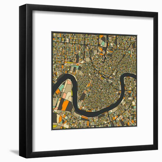 New Orleans Map-Jazzberry Blue-Framed Art Print