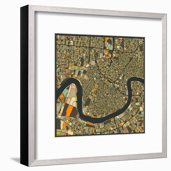 New Orleans Map-Jazzberry Blue-Framed Art Print