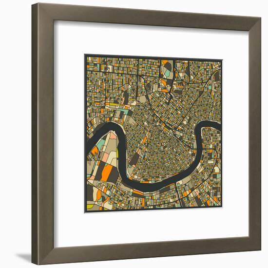 New Orleans Map-Jazzberry Blue-Framed Art Print