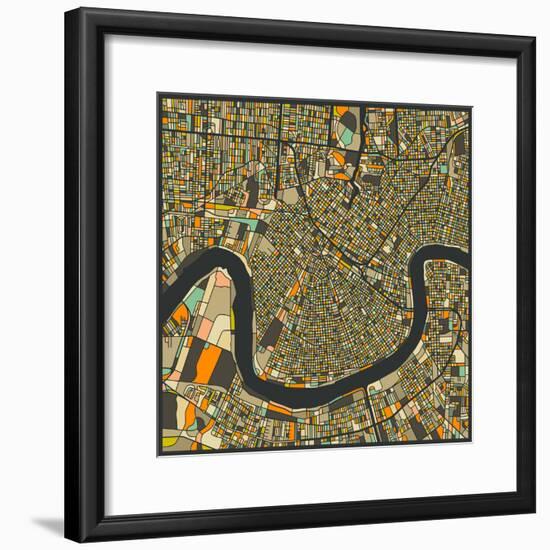New Orleans Map-Jazzberry Blue-Framed Premium Giclee Print